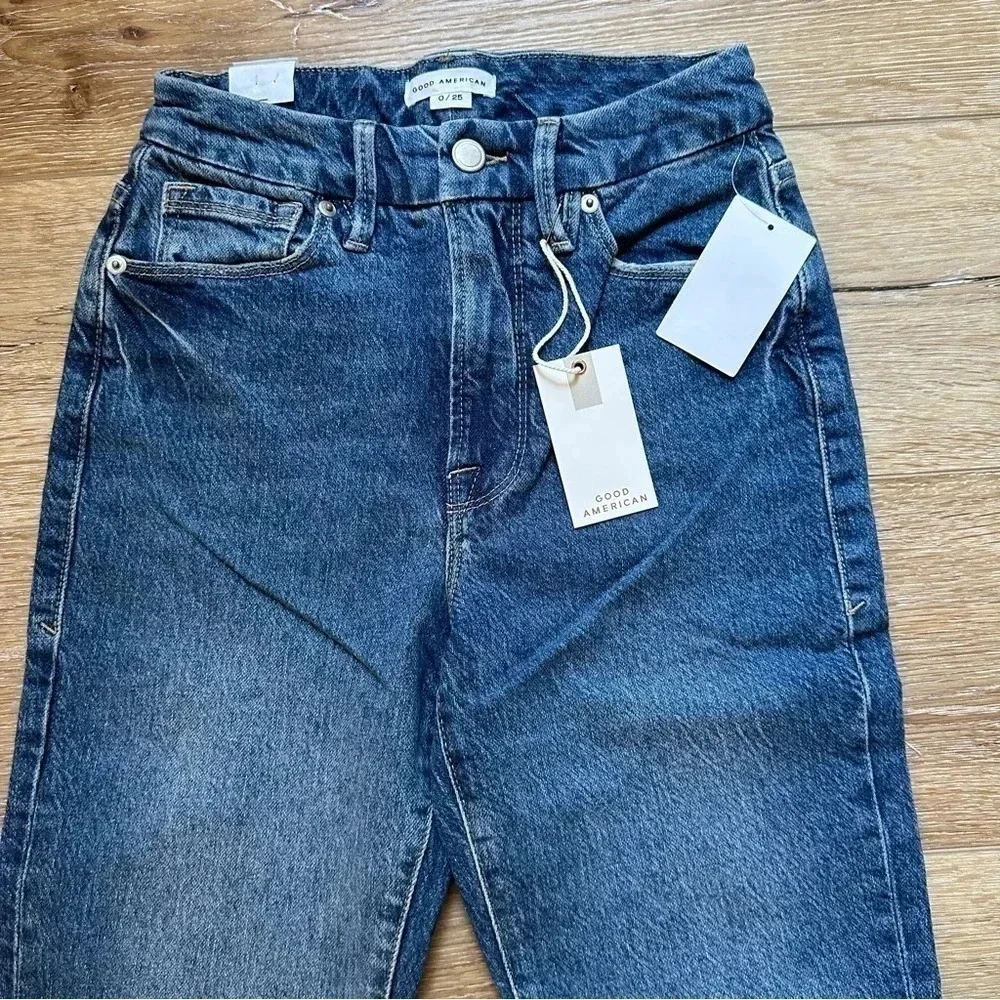 NWT Good American Good Classic High Rise Gap Proof Medium Wash Jeans Size 0/25